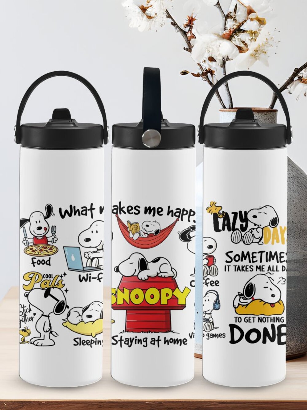 Cute Dog Tumbler with Portable Handle Lid